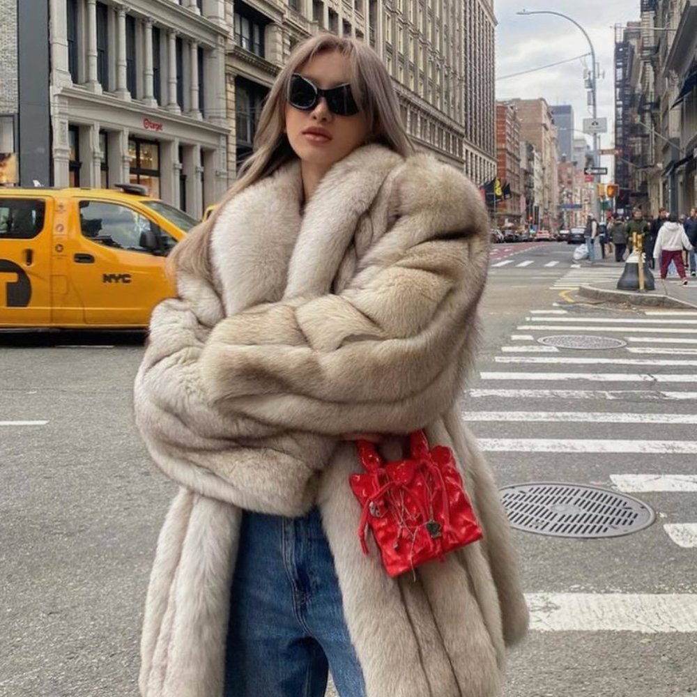 Blue Fox fur stroller coat
